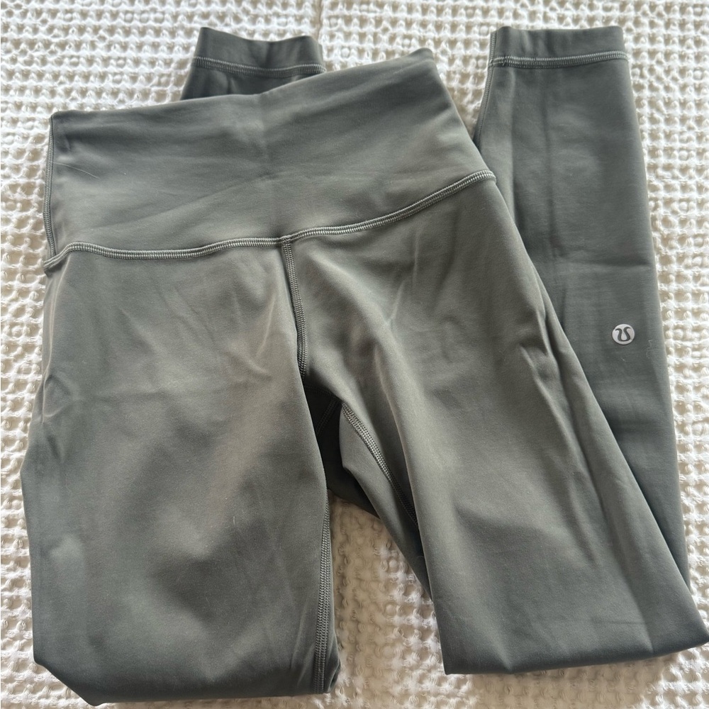 Lululemon WUNDER TRAIN CONTOUR 25” Army Green High-Waisted Leggings